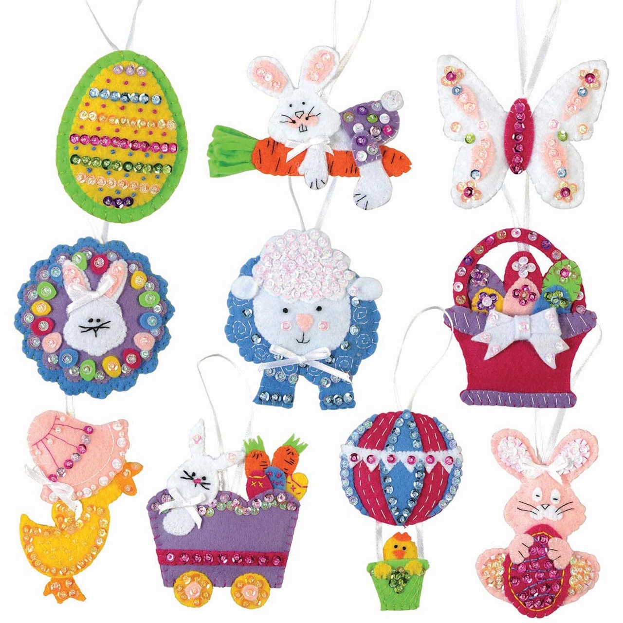 Herrschners Bunny Trail Ornaments Felt & Sequin Kit 1 Herrschners Bunny Trail Ornaments Felt & Sequin Kit