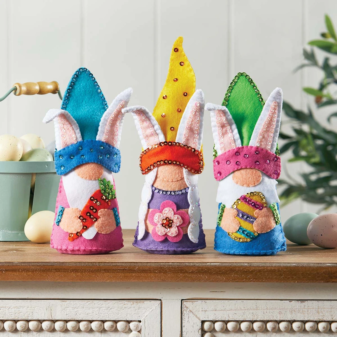 Felt Street Bunny Gnomes Shelf Sitters Felt & Sequin Kit 1 Felt Street Bunny Gnomes Shelf Sitters Felt & Sequin Kit
