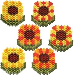 Herrschners Bold Sunflowers Coasters Pony Bead Kit