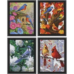 Seasonal Birds Mosaic Kits, Set Of 4 Mosaic Art Kit