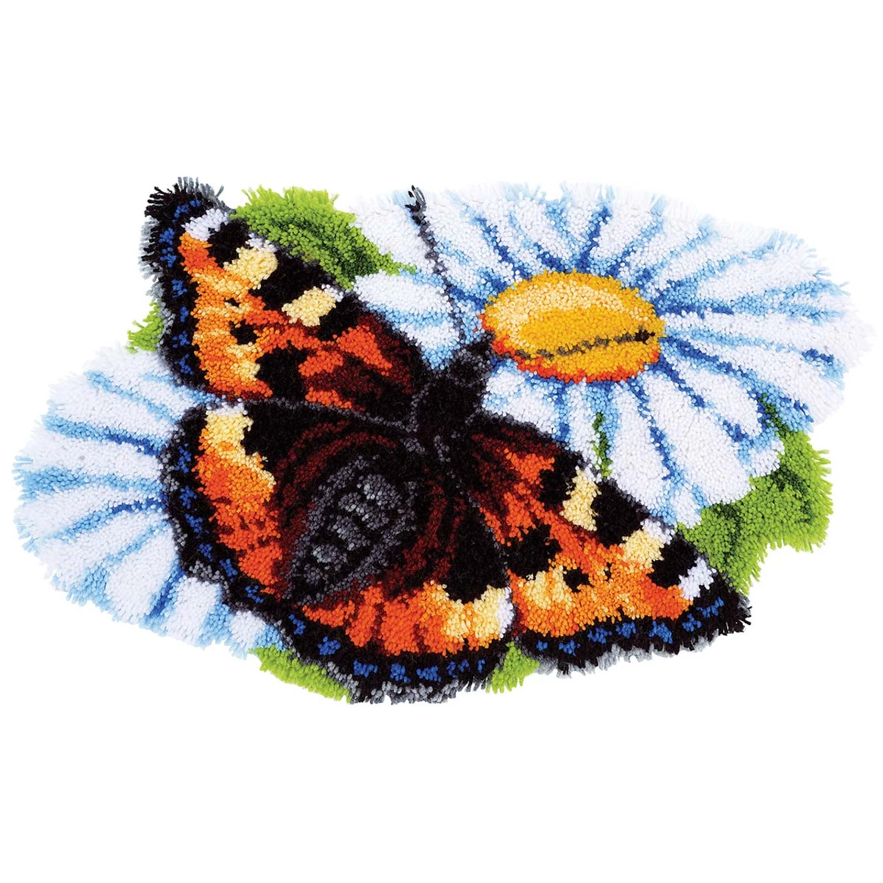 Vervaco Butterfly On Daisy Latch Hook Kit 1 Vervaco Butterfly On Daisy Latch Hook Kit