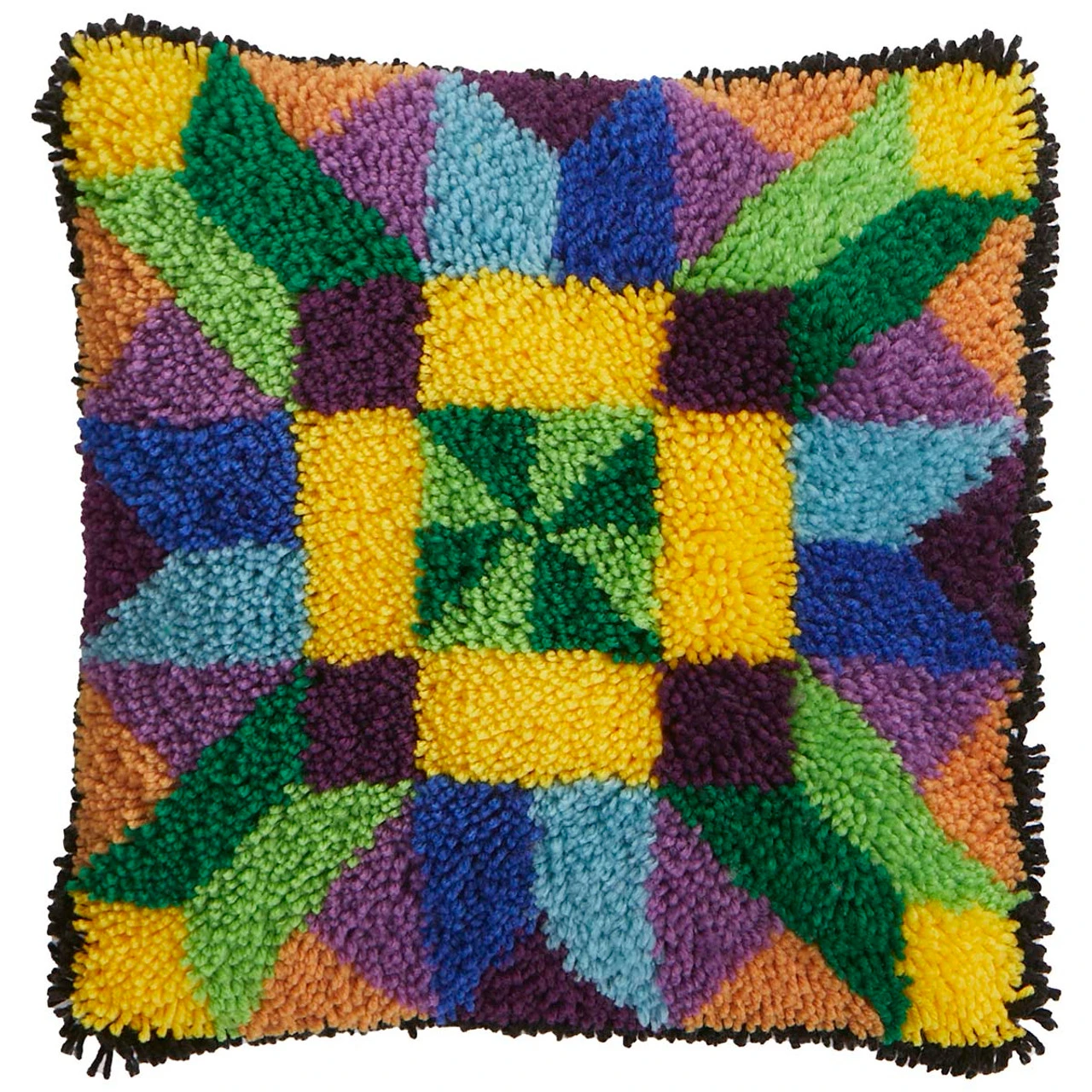 Herrschners Quilt Block I Pillow Latch Hook Kit 1 Herrschners Quilt Block I Pillow Latch Hook Kit