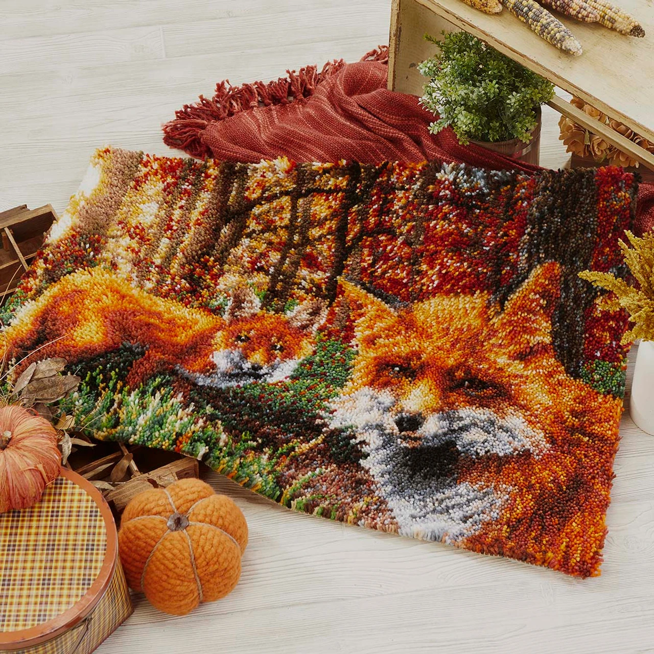 Herrschners Woodland Foxes Latch Hook Kit 2 Herrschners Woodland Foxes Latch Hook Kit - Image 2