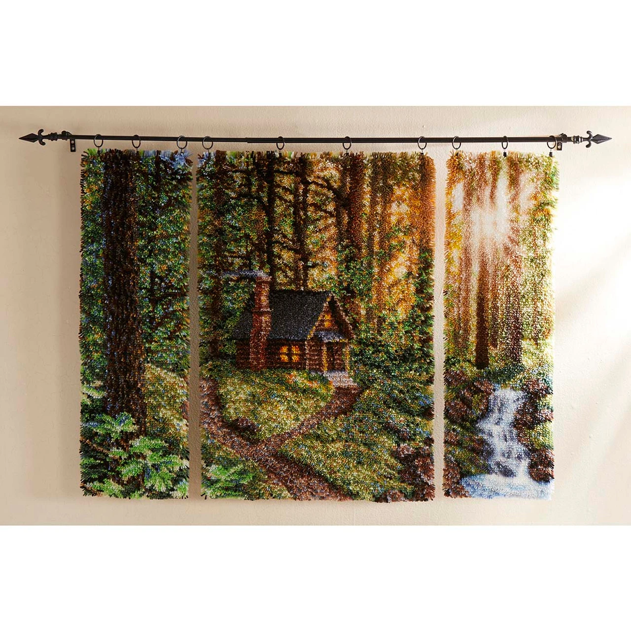 Herrschners Forest Dawn Triptych Latch Hook Kit 1 Herrschners Forest Dawn Triptych Latch Hook Kit