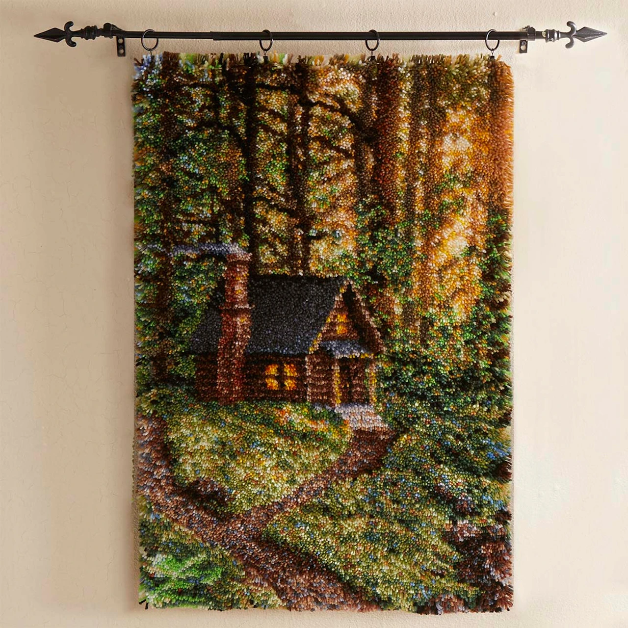 Herrschners Forest Dawn Cabin Latch Hook Kit 1 Herrschners Forest Dawn Cabin Latch Hook Kit