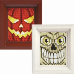 PixelHobby Jack O'Lantern & Skull Face, Set Of 2 Mosaic Art Kit