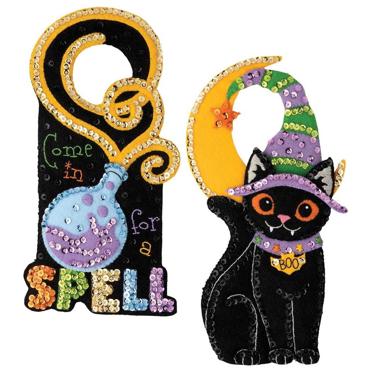 Bucilla Spellbound Greetings Door Hangers Felt & Sequin Kit 1 Bucilla Spellbound Greetings Door Hangers Felt & Sequin Kit
