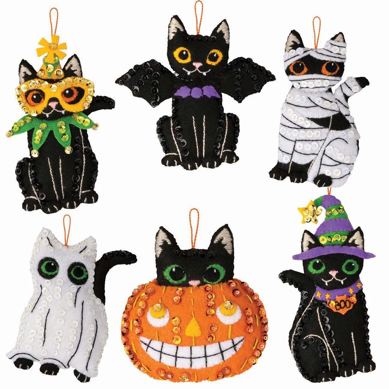 Bucilla Halloween Cats Felt & Sequin Kit 1 Bucilla Halloween Cats Felt & Sequin Kit