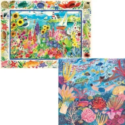 Eeboo Coral Reef & Seagull Garden, Set Of 2 Jigsaw Puzzle