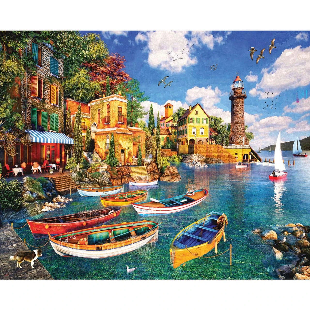 White Mountain Mediterranean Harbor Jigsaw Puzzle 1 White Mountain Mediterranean Harbor Jigsaw Puzzle