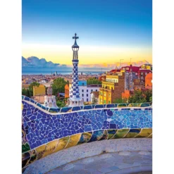 Rose Art Park Guell In Summer, Barcelona, Spain Jigsaw Puzzle