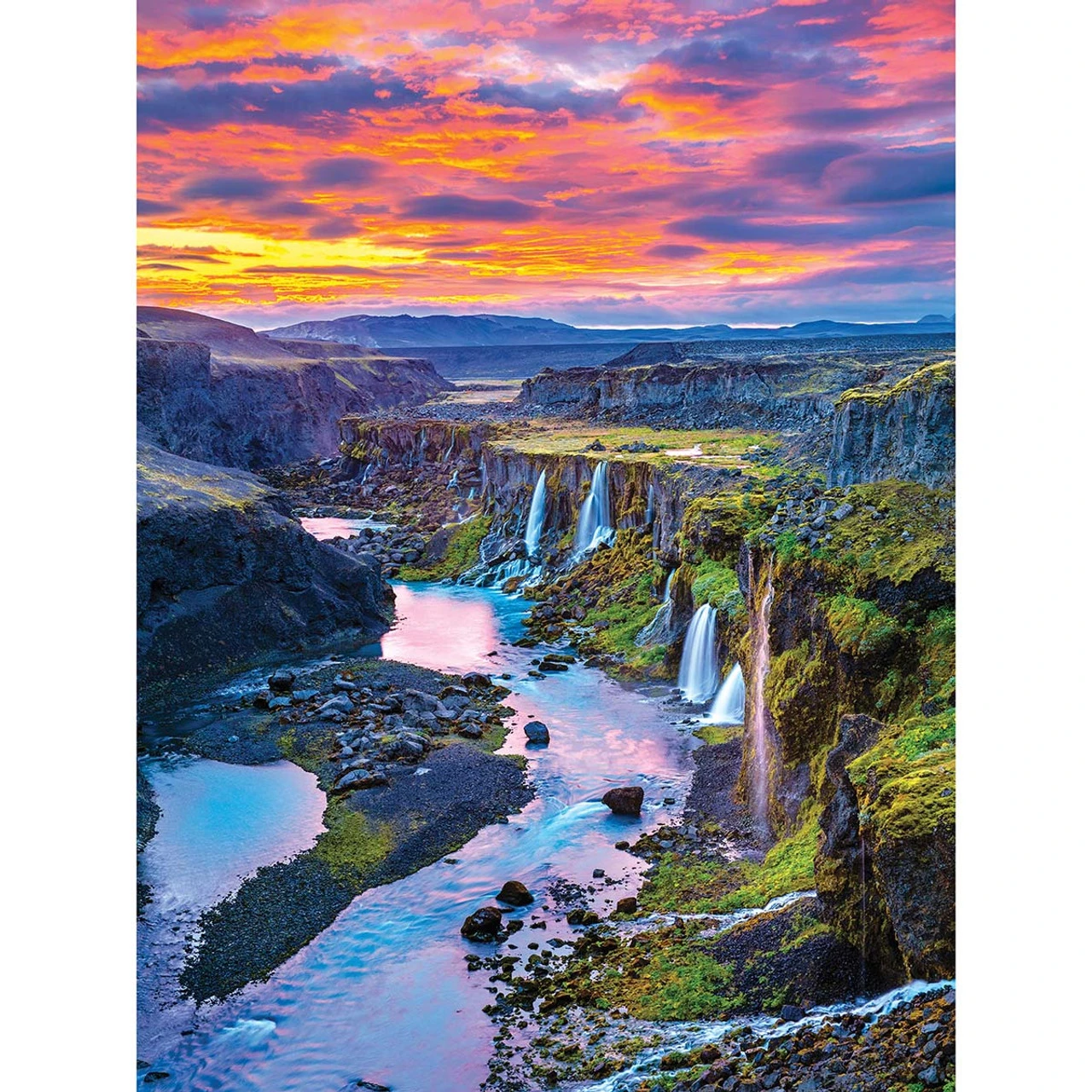 Rose Art Canyon With Multiple Waterfalls, Southern Region Of Iceland Jigsaw Puzzle 1 Rose Art Canyon With Multiple Waterfalls, Southern Region Of Iceland Jigsaw Puzzle