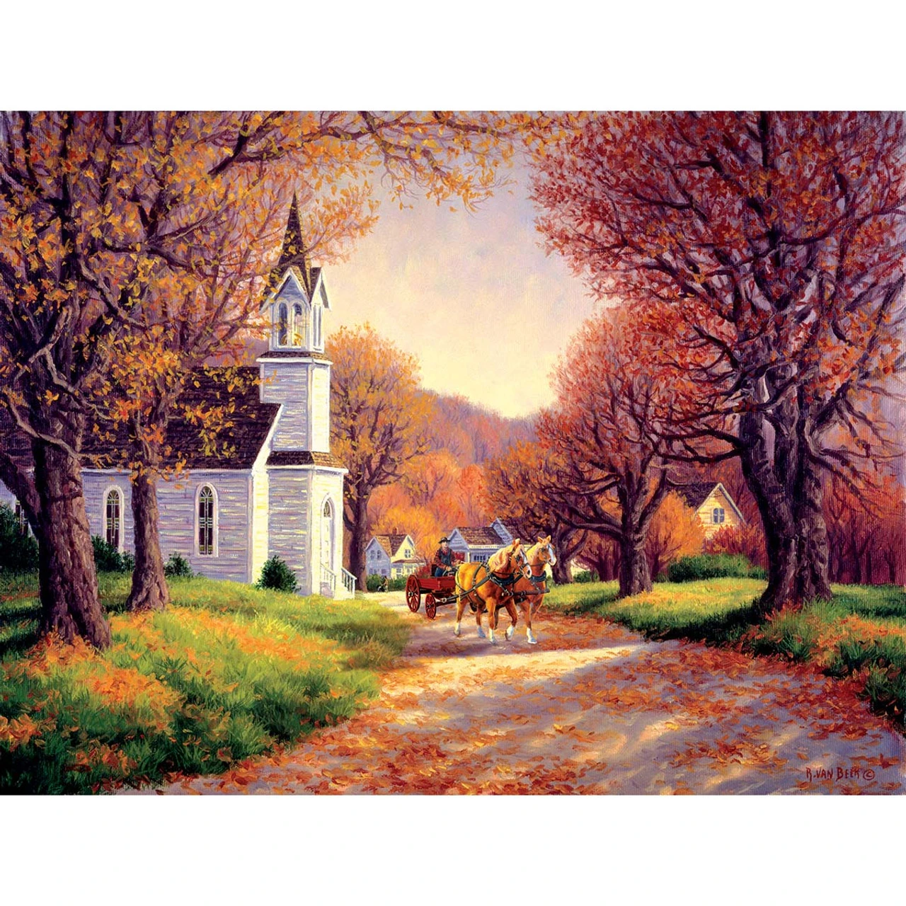SunsOut Road By The Church Jigsaw Puzzle 1 SunsOut Road By The Church Jigsaw Puzzle