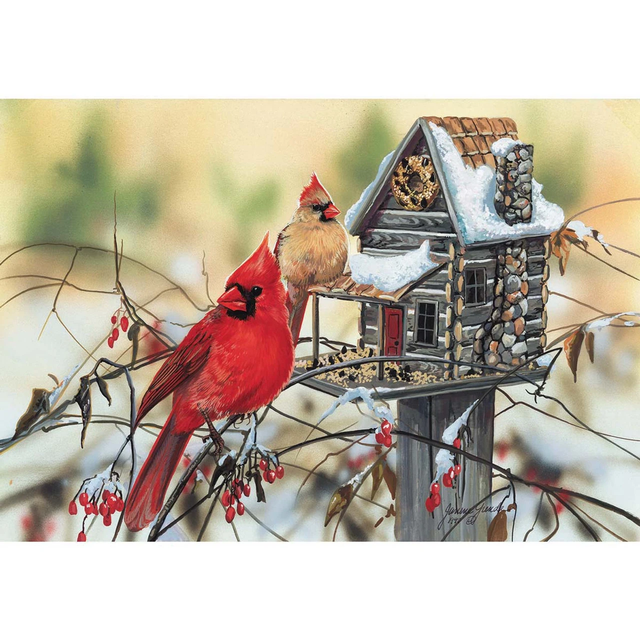 SunsOut Cardinal’s Rustic Retreat Jigsaw Puzzle 1 SunsOut Cardinal’s Rustic Retreat Jigsaw Puzzle