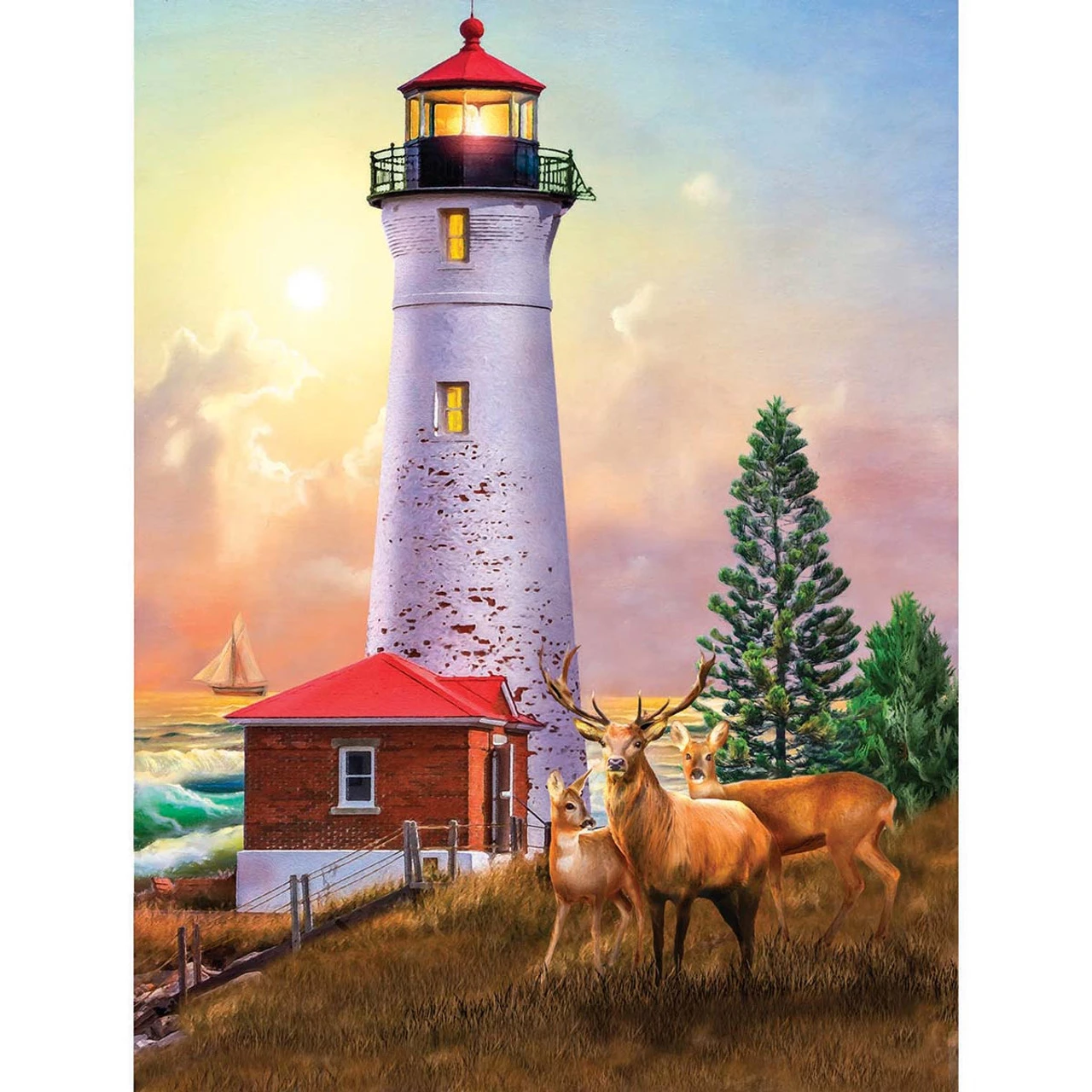 SunsOut Crisp Point Lighthouse Jigsaw Puzzle 1 SunsOut Crisp Point Lighthouse Jigsaw Puzzle