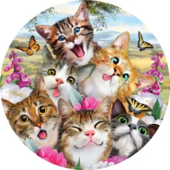 The Jigsaw Puzzle Factory Cats Round Jigsaw Puzzle