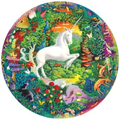Eeboo Unicorn Garden Round Jigsaw Puzzle