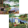 Karmin International Bear & Cabin & Lab & Adirondack, Set Of 2 Jigsaw Puzzle
