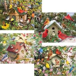 Cobble Hill Floral Birdhouses, Set Of 4 Jigsaw Puzzle