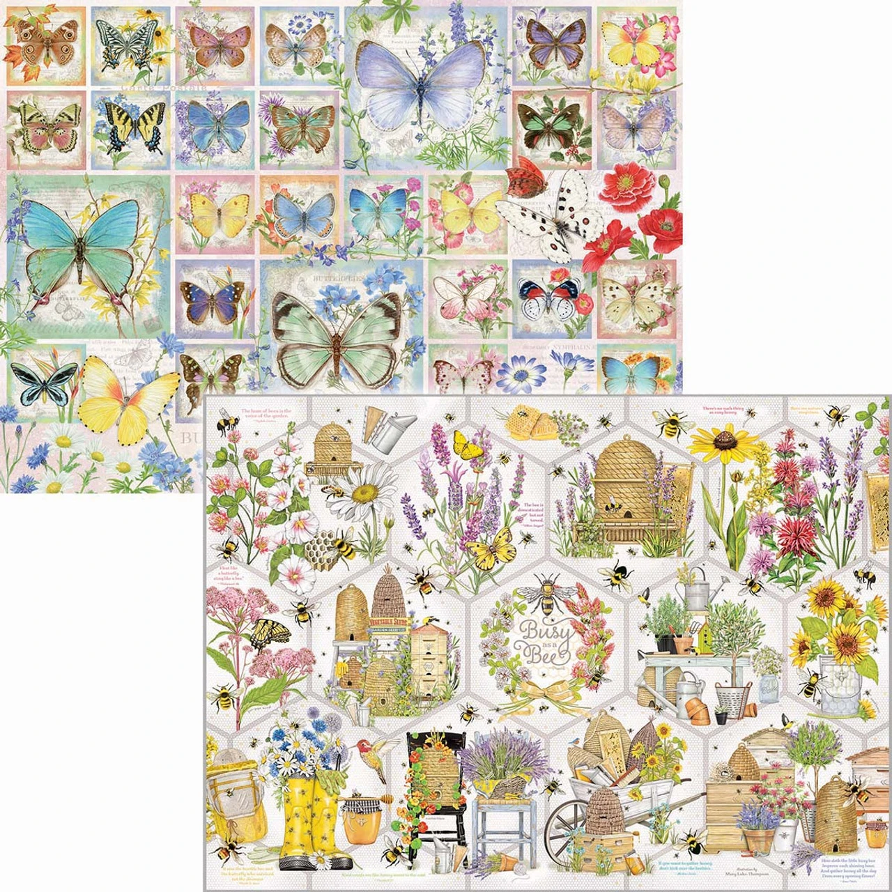 Cobble Hill Butterfly Tiles & Busy As A Bee, Set Of 2 Jigsaw Puzzle 1 Cobble Hill Butterfly Tiles & Busy As A Bee, Set Of 2 Jigsaw Puzzle