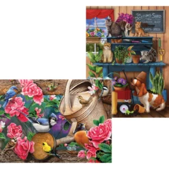 SunsOut Potting Shed & Watering Can Birds, Set Of 2 Jigsaw Puzzle