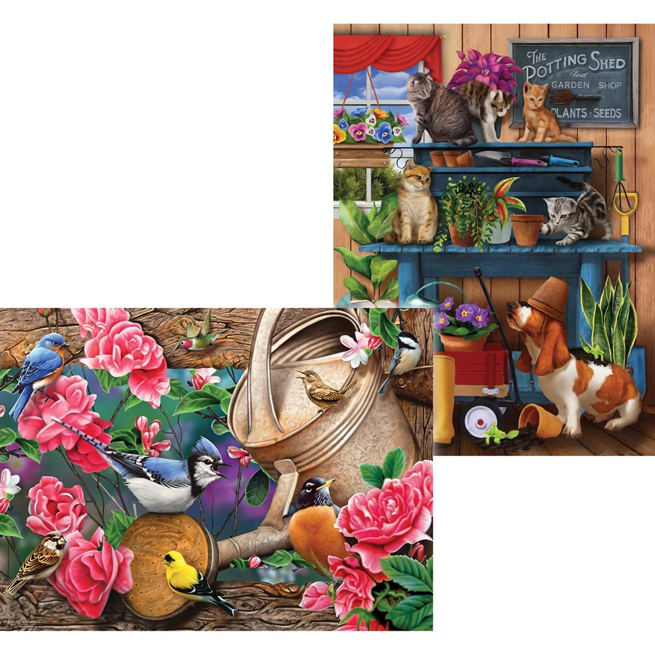 SunsOut Potting Shed & Watering Can Birds, Set Of 2 Jigsaw Puzzle 1 SunsOut Potting Shed & Watering Can Birds, Set Of 2 Jigsaw Puzzle