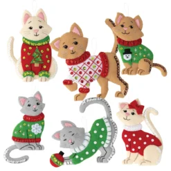 Bucilla Cats In Ugly Sweaters Felt & Sequin Kit