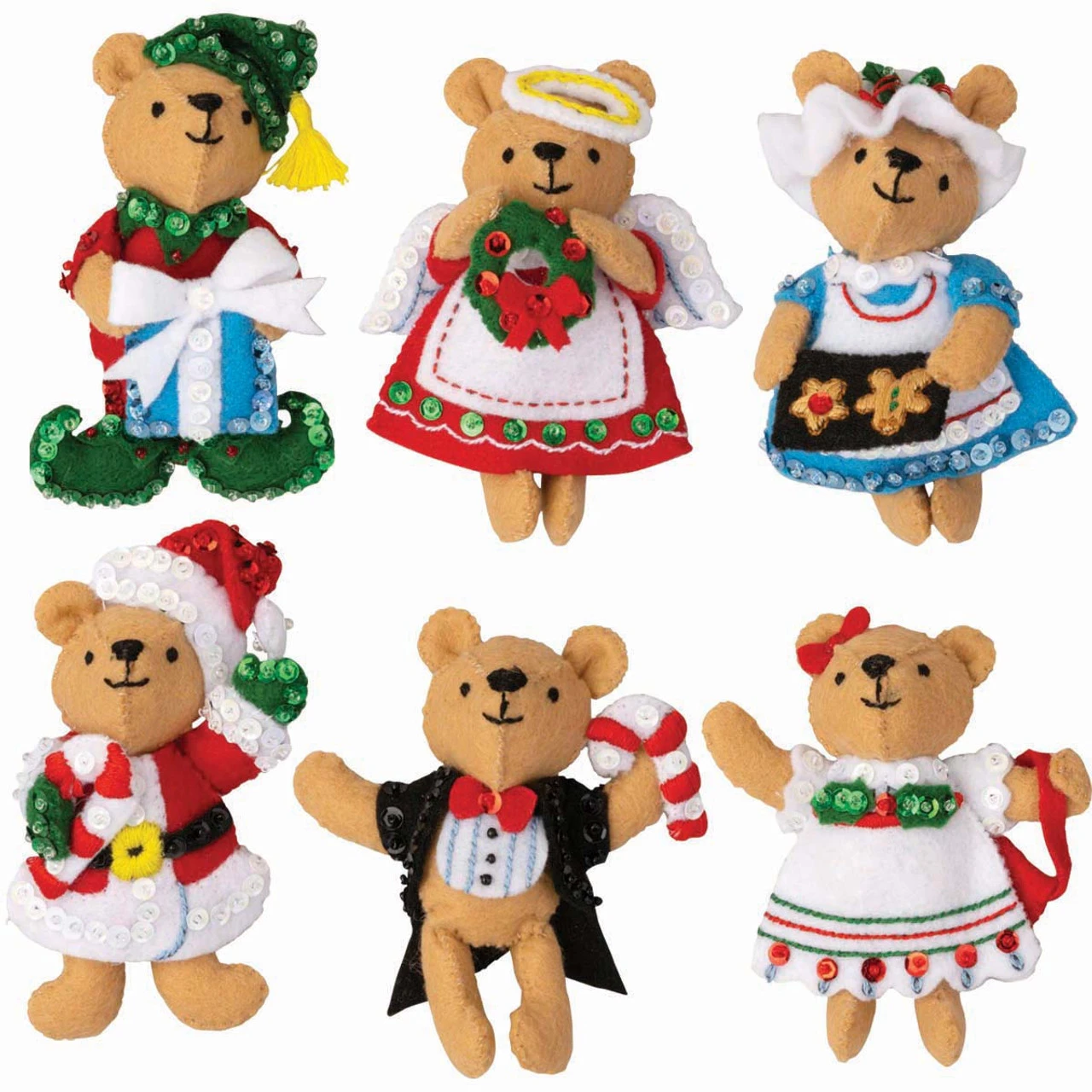 Bucilla Teddy Bear Traditions Felt & Sequin Kit 1 Bucilla Teddy Bear Traditions Felt & Sequin Kit