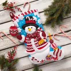 Bucilla Peppermint Snowman Stocking Kit -Toy Store 500370 3 21013.1695657584