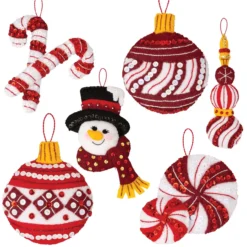 Bucilla Snowman’s Peppermint Collection Felt & Sequin Kit