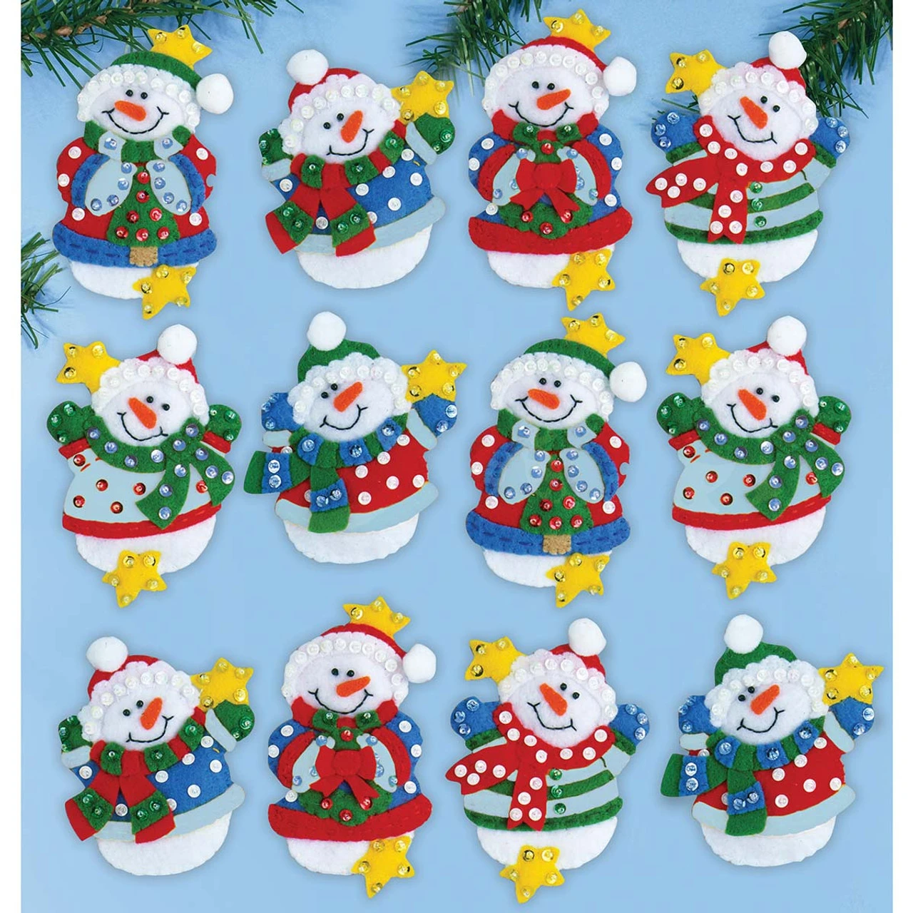 Design Works Snowman & Stars Felt & Sequin Kit 1 Design Works Snowman & Stars Felt & Sequin Kit