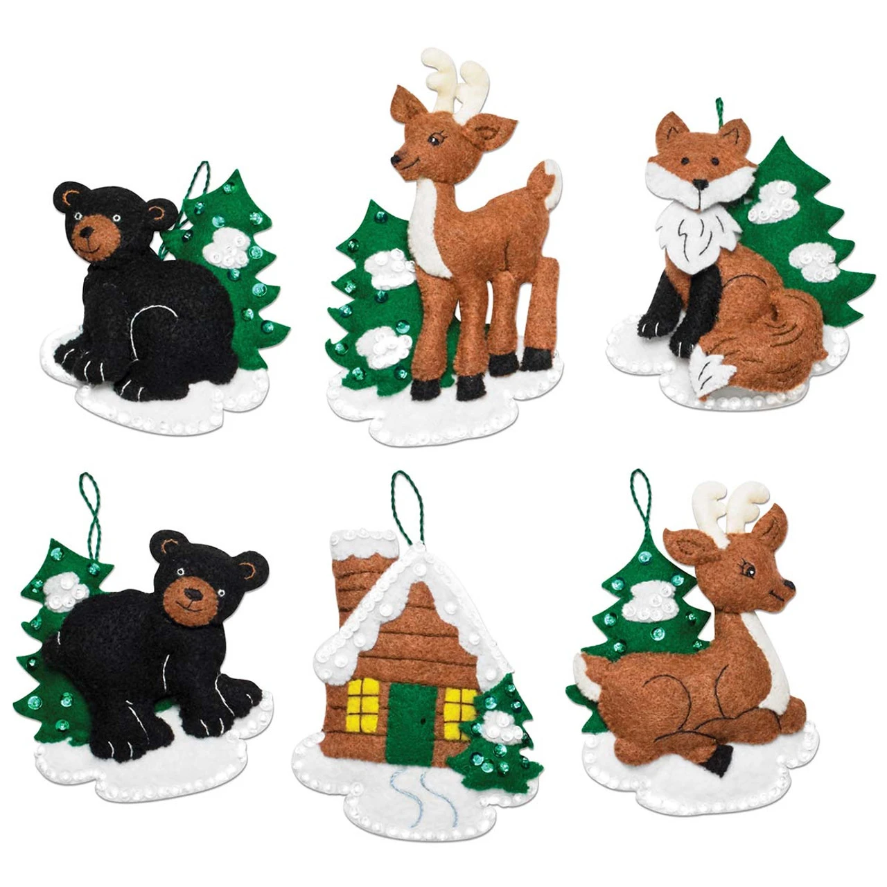 Bucilla Santa's Black Bear Cabin Felt & Sequin Kit 1 Bucilla Santa's Black Bear Cabin Felt & Sequin Kit