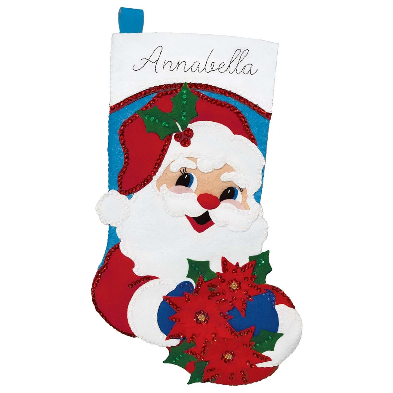 Design Works Santa With Poinsettias Stocking Kit 1 Design Works Santa With Poinsettias Stocking Kit