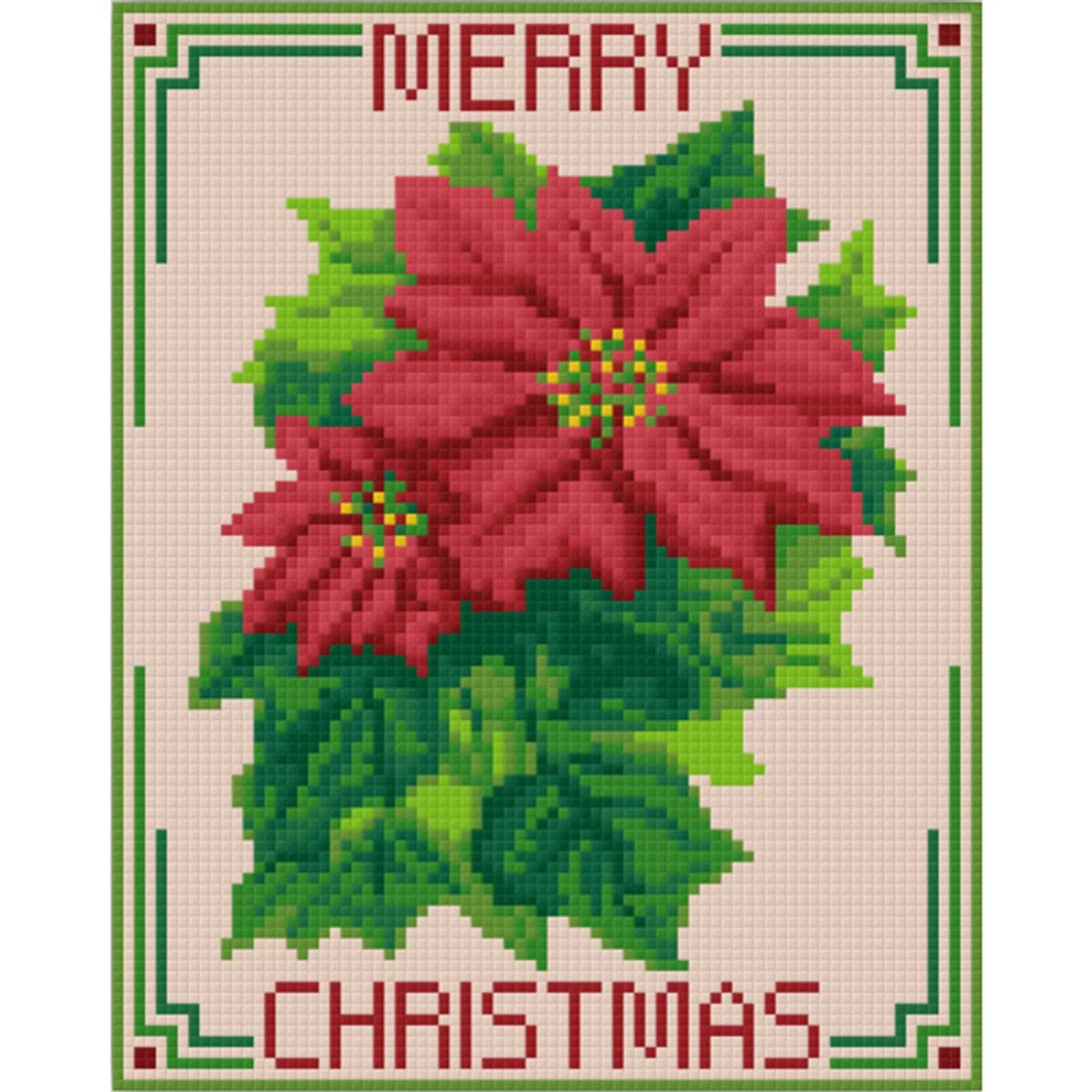 PixelHobby Merry Christmas-Poinsettia Mosaic Art Kit 1 PixelHobby Merry Christmas-Poinsettia Mosaic Art Kit