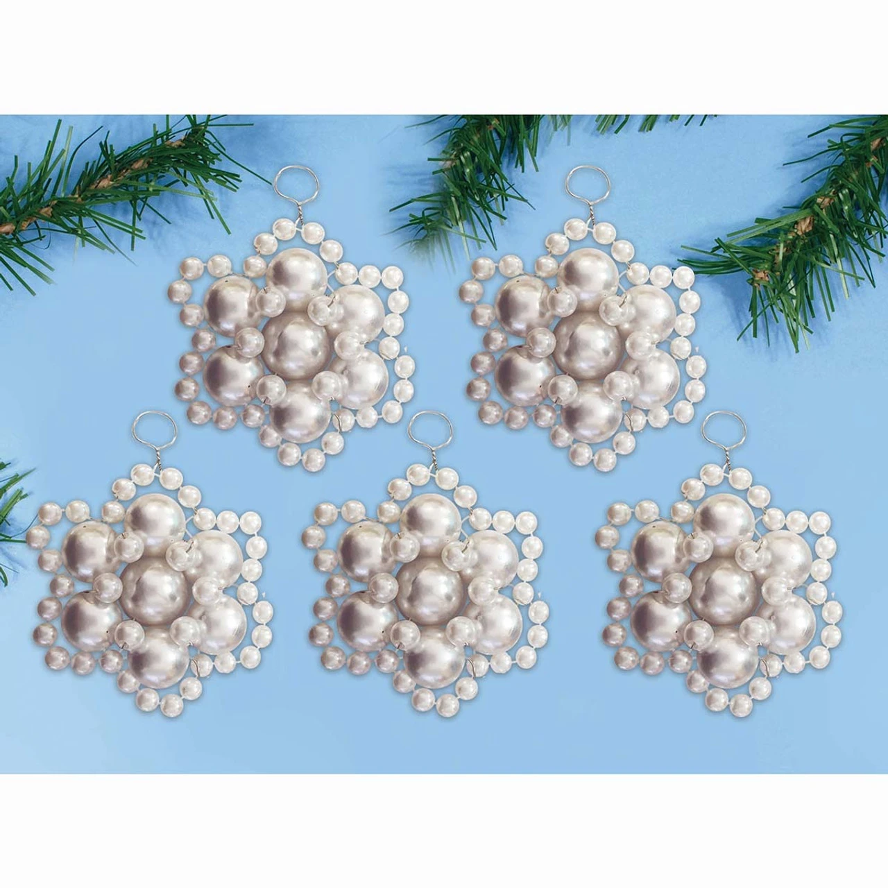 Design Works Frosty Flowers Pearl Ornament Kit 1 Design Works Frosty Flowers Pearl Ornament Kit