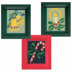PixelHobby Bells, Candy Cane & Candle, Set Of 3 Mosaic Art Kit
