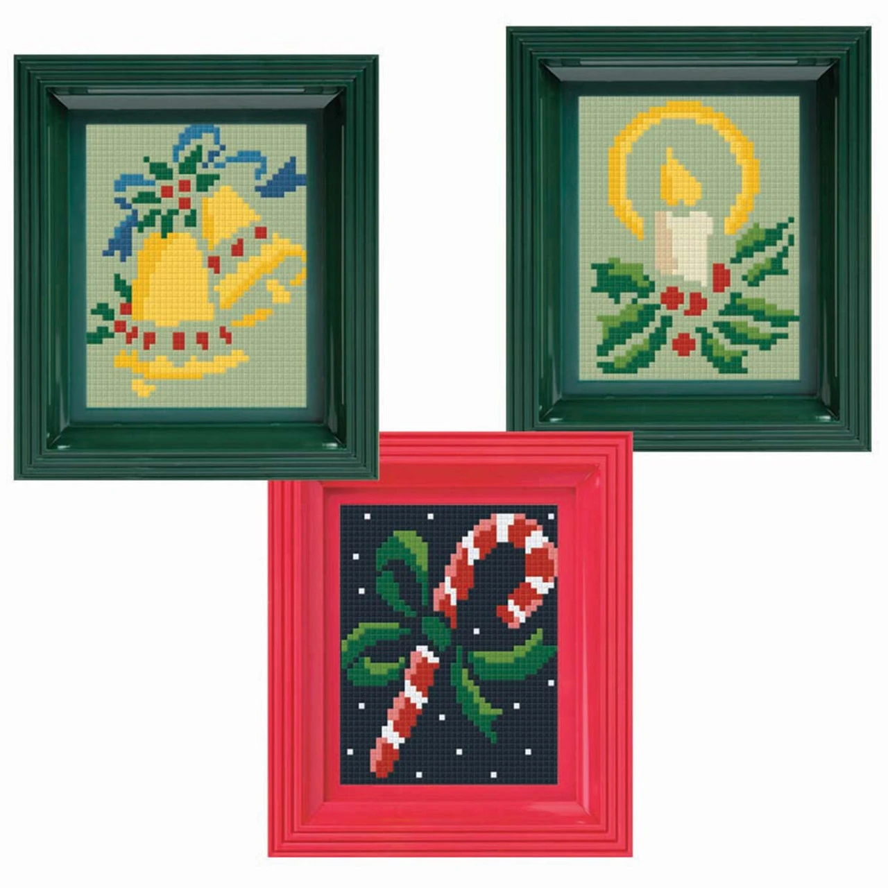 PixelHobby Bells, Candy Cane & Candle, Set Of 3 Mosaic Art Kit 1 PixelHobby Bells, Candy Cane & Candle, Set Of 3 Mosaic Art Kit