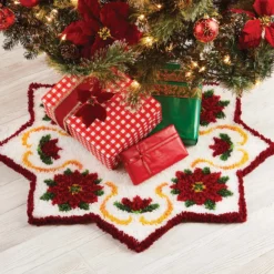 Herrschners Poinsettia Star Tree Skirt Latch Hook Kit