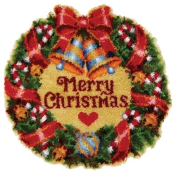 Herrschners Christmas Greetings Wreath Latch Hook Kit