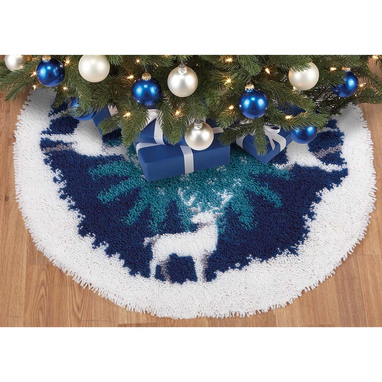 Herrschners Snowy Nights Tree Skirt Latch Hook Kit 1 Herrschners Snowy Nights Tree Skirt Latch Hook Kit