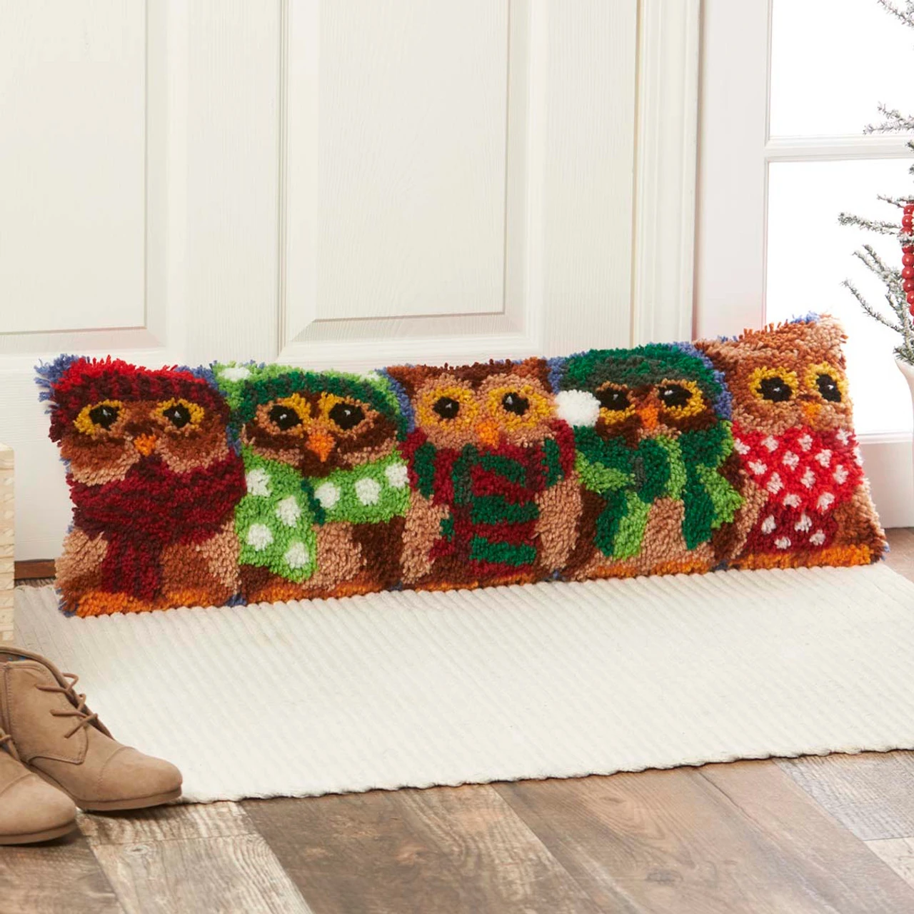 Herrschners Winter Owls Draft Dodger Latch Hook Kit 1 Herrschners Winter Owls Draft Dodger Latch Hook Kit