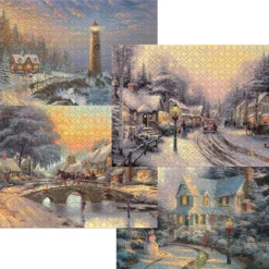 Ceaco Thomas Kinkade 4-1 Multi Pack Holiday Jigsaw Puzzle