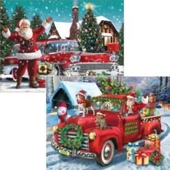 SunsOut Santa's New Ride & Santa's Delivery Truck, Set Of 2 Jigsaw Puzzle
